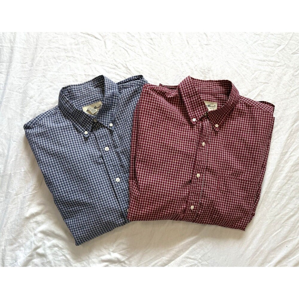 Lot Of 2 Eddie Bauer Mens Size Large Classic Plaid Button Down Shirts